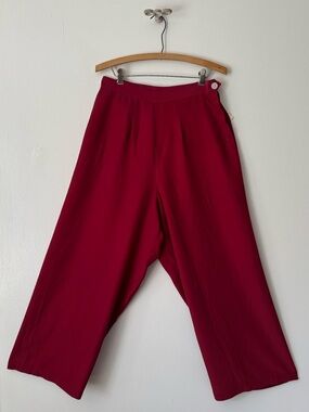 Vintage 1940s 1950s Women’s Wide Leg Pajama Pant in Burgundy 28”